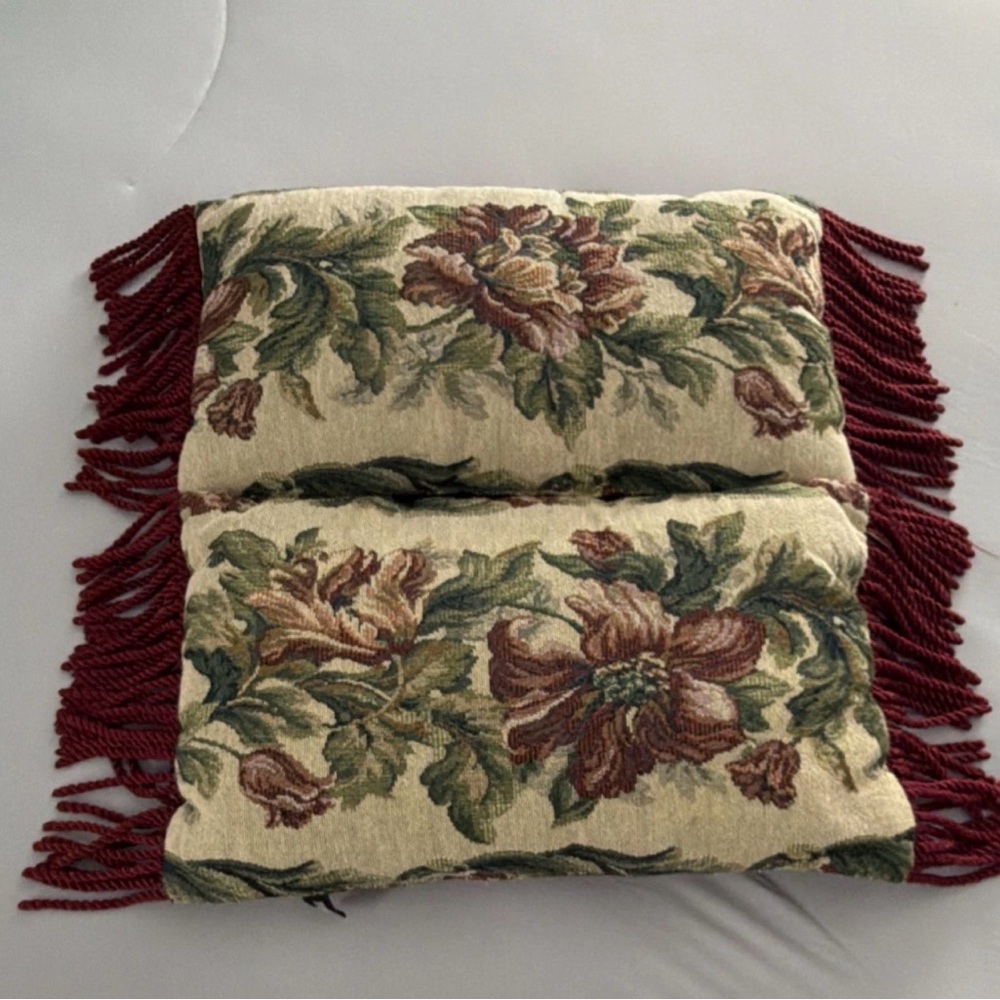 Floral Tapestry Pillow with Fringe by Bess